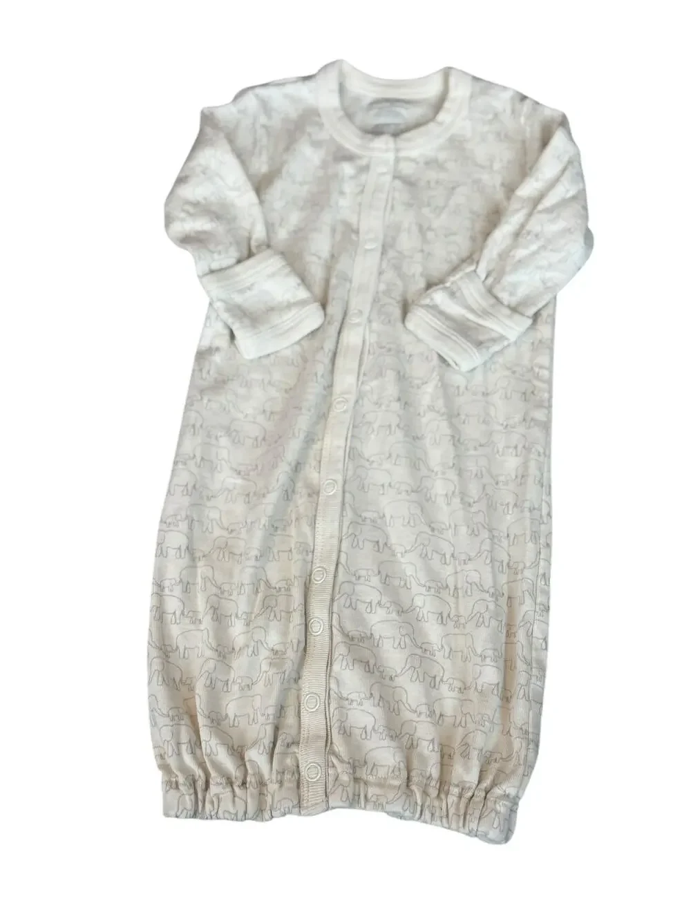 Restoration Hardware Baby & Child Elephant Print Organic Cotton Gown 0-3M